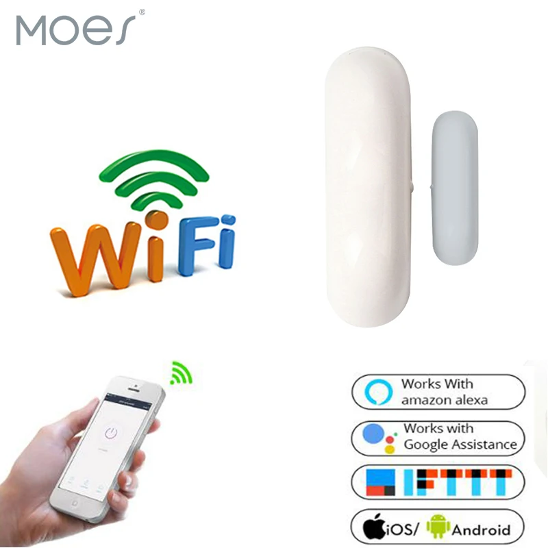 

WiFi Smart Home Door Window Sensor, APP Notification Alerts Home Security Detector, Compatible With Alexa Echo Google Home