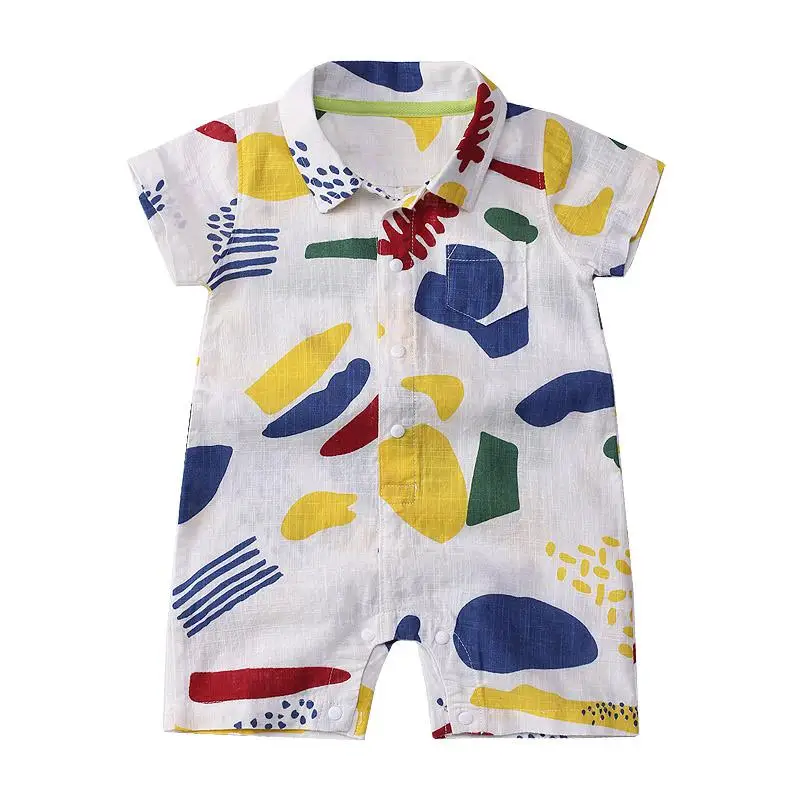 Danmoke/летняя рубашка с короткими рукавами для маленьких мальчиков хлопковый комбинезон для новорожденных боди костюм Маленьких мальчиков животных - Цвет: as pictures