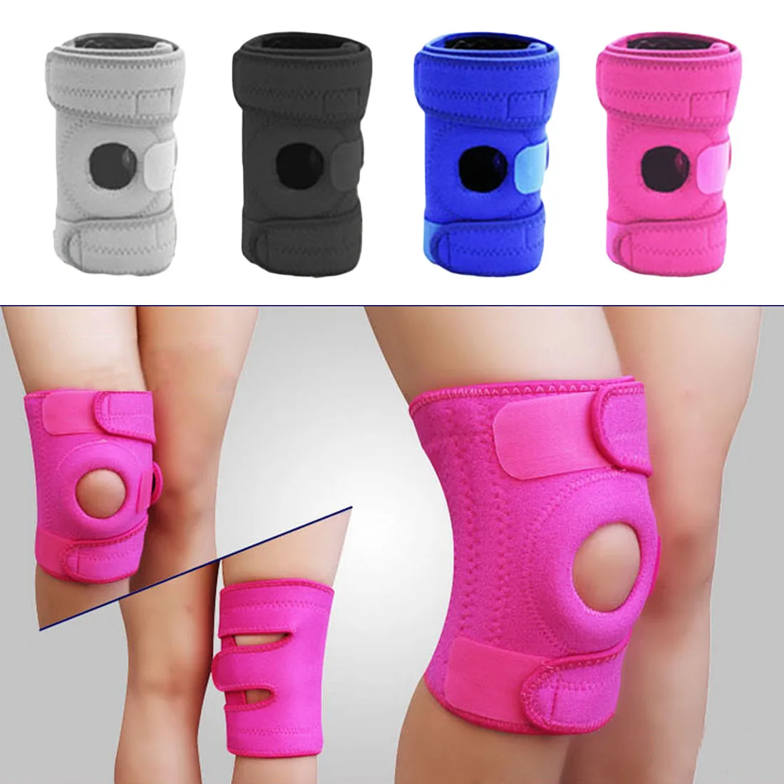 

Breathable Adjustable Sports Safety Knee Support Brace Stabilizer with Inner Flexible Hinge Knee Pad Guard Protector Strap