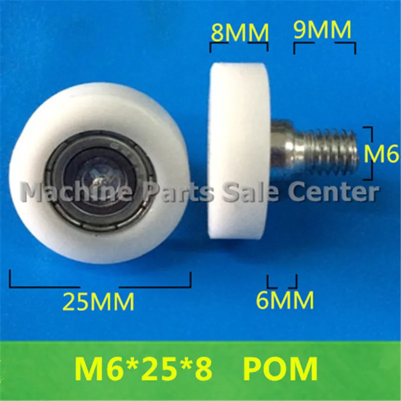 M6*25*8mm M6*9 F Type Idler Pulley Pom Screw Thread Bearing Pulley