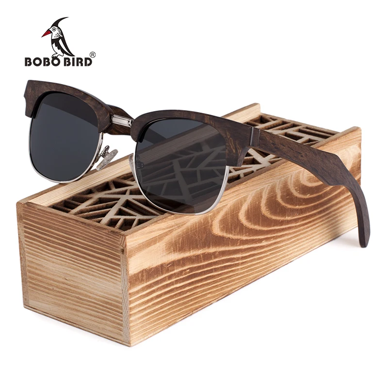 Gafas de sol hombre BOBO BIRD брендовые черные деревянные солнцезащитные очки для женщин и мужчин ручной работы солнцезащитные очки с деревянной коробкой C-AG017a