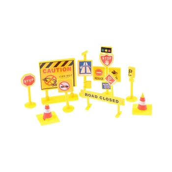 

JETTING 10pcs/pack Traffic Signage Model Engineering Road Signs DIY Mini Signpost Traffic Scene Educational Toys Road Signs Toys