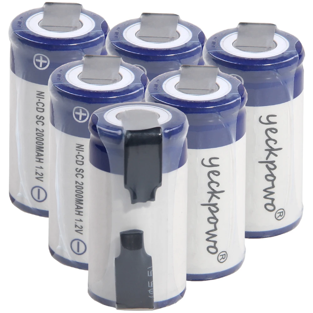 6 шт аккумулятор SC 1 2 V SUBC батареи перезаряжаемый высокий слив 2000mah с вкладками
