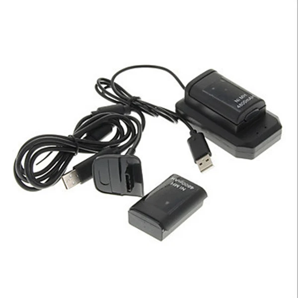  Double Rechargeable Battery + USB Charger Cable Pack for XBOX 360 Wireless Controller bateria xbox 