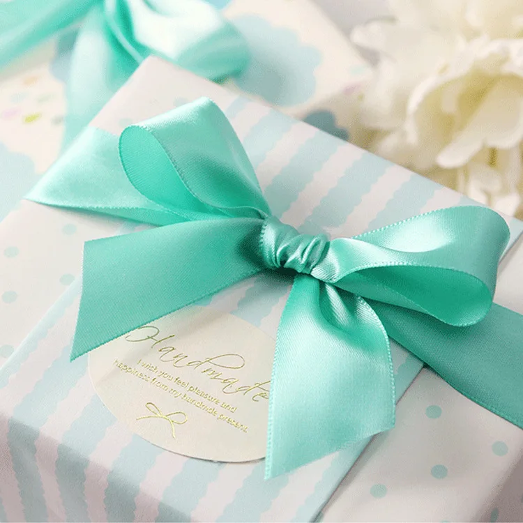 50pcs Light Blue Ribbon Bow Gift Box Wedding Favors Boxes Decoration