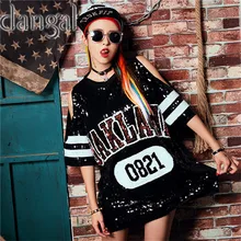 StraplessSequin футболка модная футболка в стиле хип-хоп женская летняя футболка женская уличная футболка для сценического танцевального клуба Вечерние