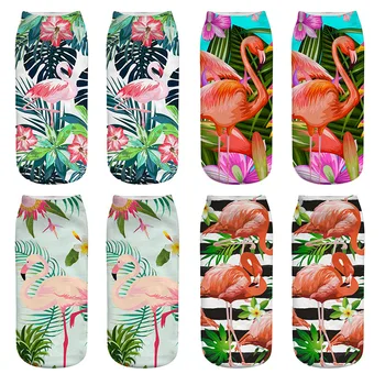 

4 Pairs/Set New Flamingos Unicorn Printed Cute Casual Cotton Socks 3D Animals Printing High Quality Funny Socks for Women Girl
