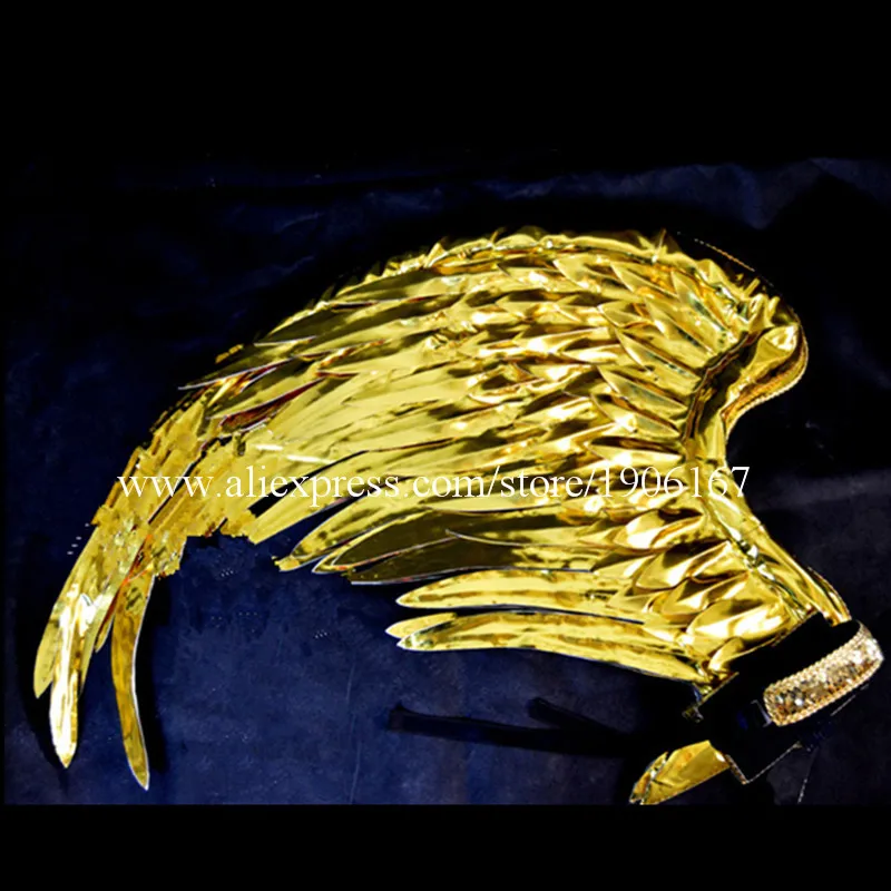 Fashion Gold Plated Catwalk Shows Costumes Wings Suit Clothing Party Singer DJ KTV Bar Performance Dance Dress Clothes04
