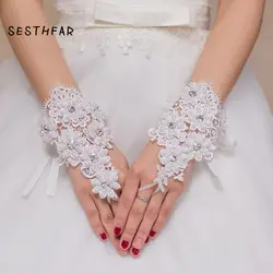 2019 индивидуальный заказ свадебные Прихватки для мангала Сказочный жемчуг алмаз перчатки с цветочным узором Полые свадебное платье