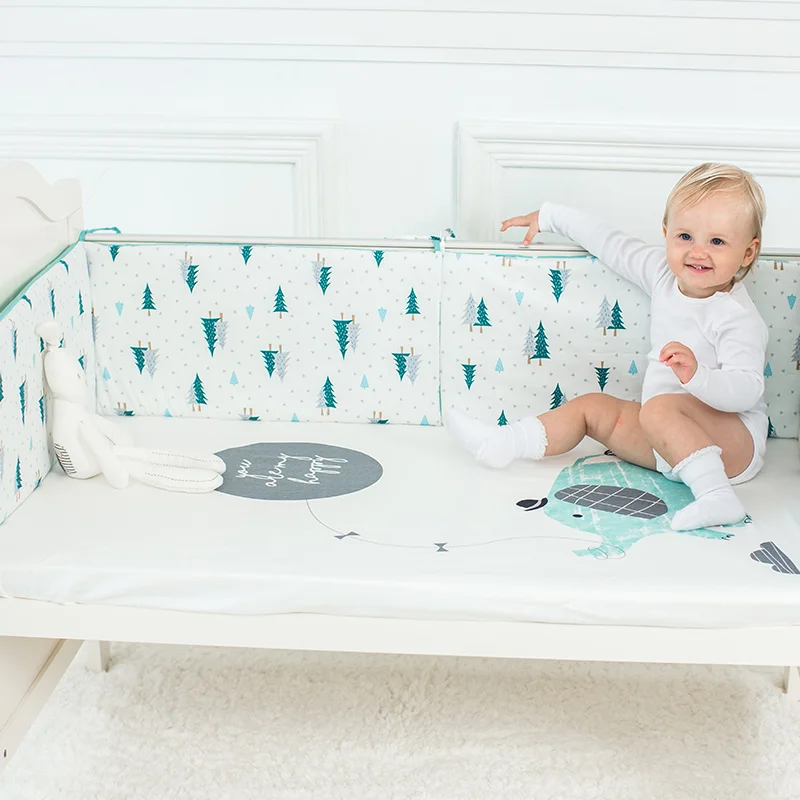 Baby Bed Bumpers Cotton Baby Crib Protector Cartoon Cot Bumpers In Crib For Newborns Multicolor Cot Bumper Length 120cm