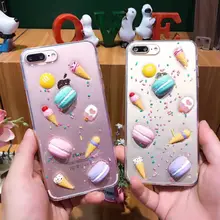 НОВЫЙ мультфильм звезда блесток яркий блеск сладкий 3D Macarons хлеб шоколад мороженое пончик ясности tpu case for iphone 6 6s 7 плюс