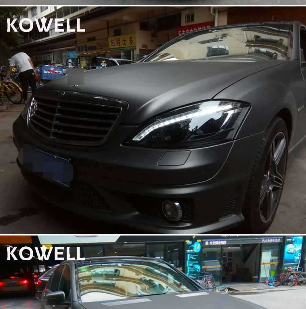 KOWELL автомобильный Стайлинг для Benz W221 фара 2005-2009 год светодиодный передний фонарь без функции AFS черный корпус SN