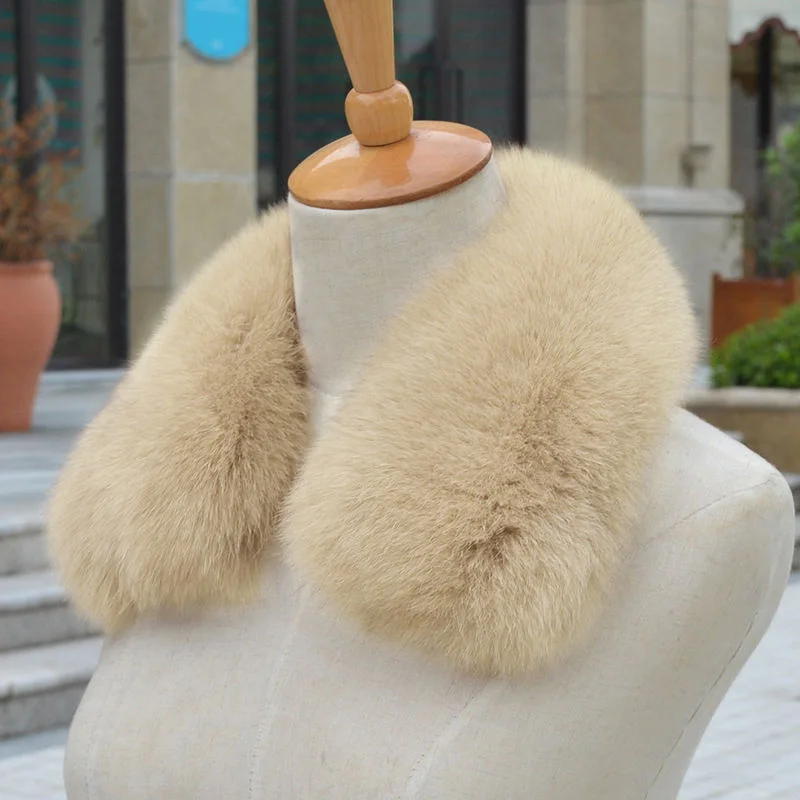 Этель Anderson Настоящий Лисий меховой воротник шарф Женская шаль обертывания Болеро шеи пушистый палантин Горячая Распродажа шарф кольцо - Цвет: Ivory Fox Fur