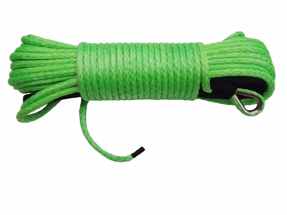 Green 1/4"*80ft Replacement Synthetic Rope for Winch,ATV Winch Cable