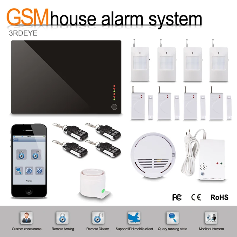 

Wireless Intelligent Home Security Burglar GSM Alarm System Kits Warning Via SMS or Calling Support IOS&Android App