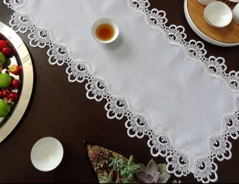

Elegant Embroidery Table Runner Pastoral Fabric Tea tablecloth, Luxury Table mat table Cover for decoration 40*86cm