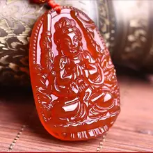 Новое Световое пятно нового с натуральным красным агатом кулон Зодиак авалокитесвара крыса, которая покровитель родового Будды