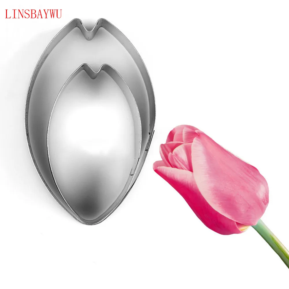 

2pcs/set Tulip Petal Flower Cookie Cutter Cake Decorating Tools Fondant Cupcake Mold Biscuit Cutter Baking Cookie Tools