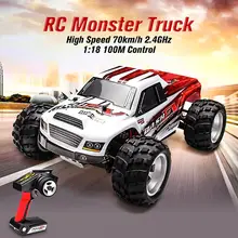 WLtoys A979-B 4WD 1/18 высокое Скорость Monster Truck 1:18 RC автомобиля 70 км/ч с передатчиком с Батарея РТР дистанционного Управление игрушки