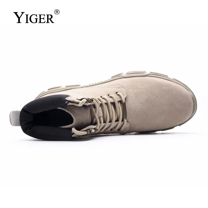  YIGER New Men Martins Boots Split Leather Large Size Men Military boots Winter Warm Lace-up Male Ca