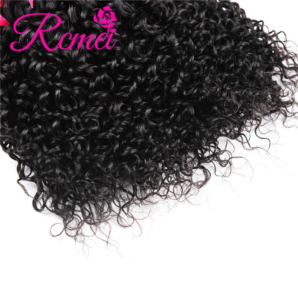 Rcmei Indian Hair Kinky Curly Lace Frontal With Bundle 3 Bundles With Frontal 100% Human Hair Lace Front Extensions