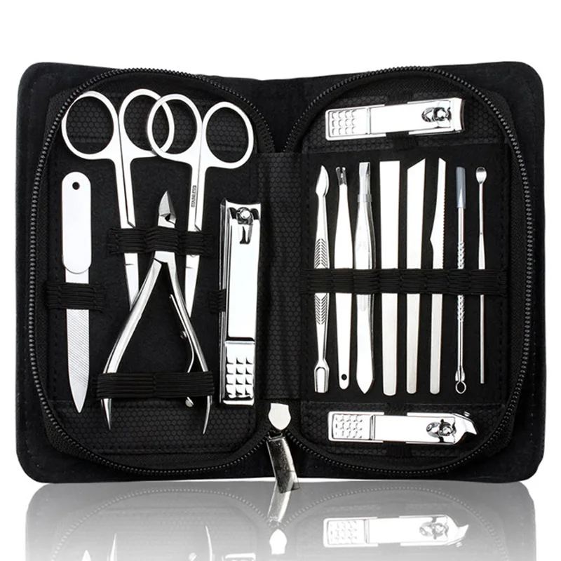 

15pcs Stainless Steel Nail Clipper Set Cutter Trimmer Ear Pick Grooming Manicure Pedicure Toe Nail Scissors Cutter Nail Care Kit