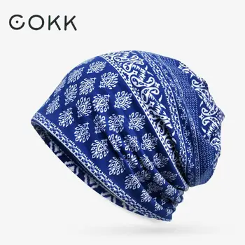 

COKK Cotton Turban Hats For Women Men Beanie Autunm Winter Hat Female Bone Male Gorro Feminino Baggy Cap Chapeu New