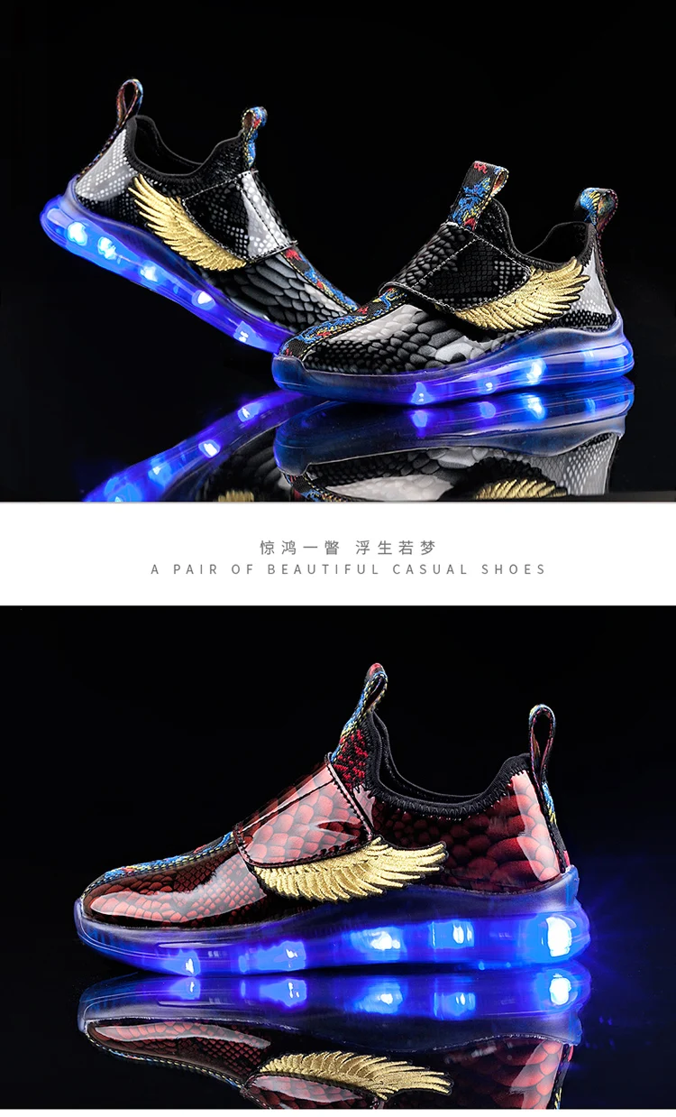 Size 26-37 New Summer Led Fiber Optic Shoes for girls boys USB Recharge glowing Sneakers Man light up shoes High Quality