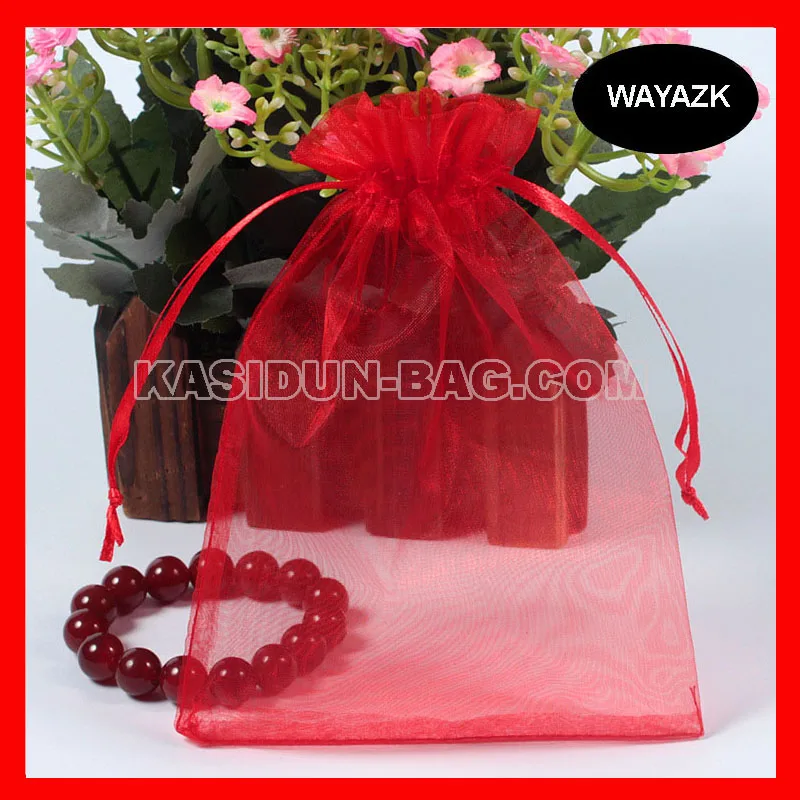 (500 шт./лот) Оптовая Качество Красный Подарочный мешочек из органзы 10x15 см