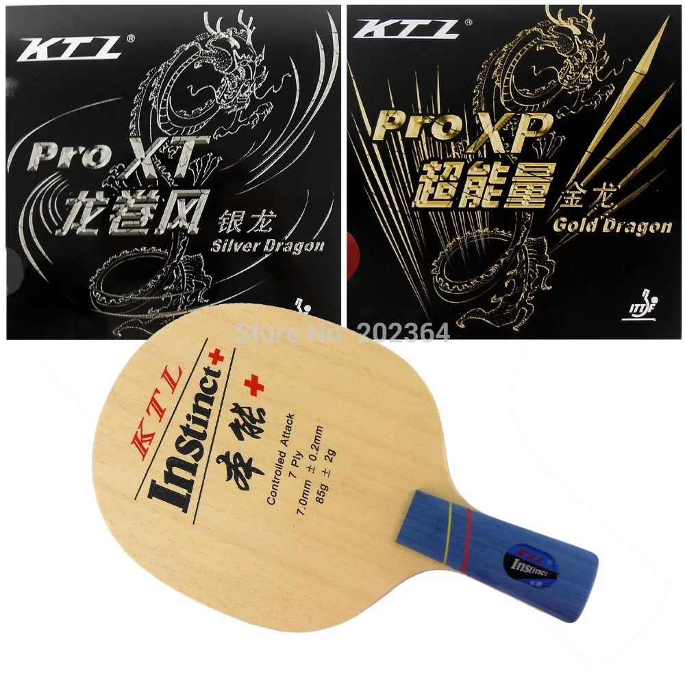 

KTL instinct + Table Tennis Blade penhold short handle CS + Gold Dragon and Silver Dragon Rubber With Sponge for a Racket CS