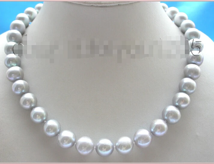 

17" Natural 13mm Gray Round pearl Necklace! AAA