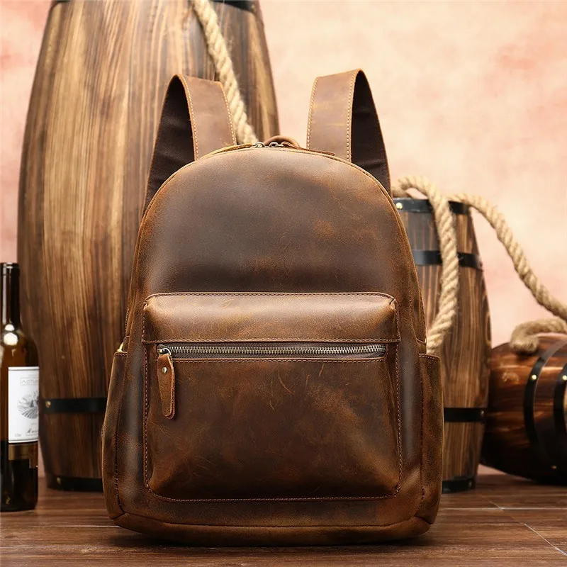 

Famous Brand Cowhide First Layer Knapsack Male Computer Bag School Bags Vintage Genuine Leather Rucksack Men Backpack