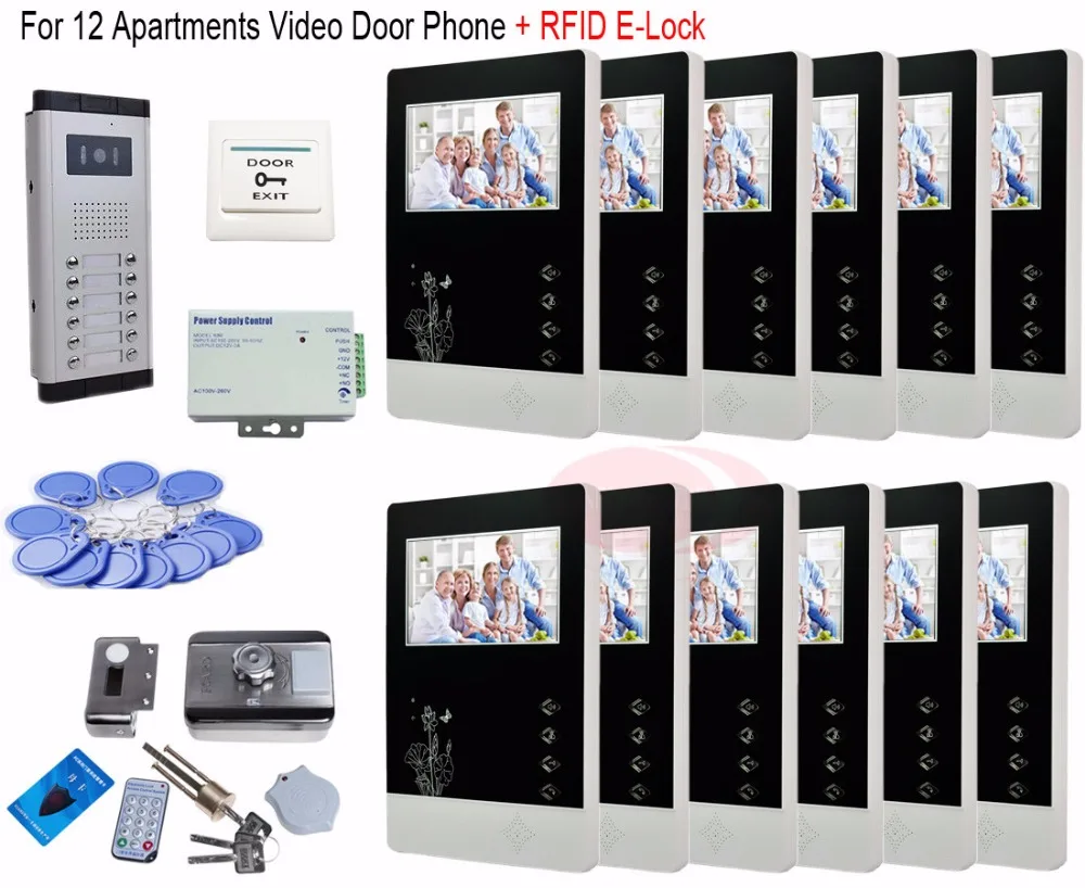 12 Units Video Door Phone font b Camera b font Intercom IR Night Vision Doorbell for