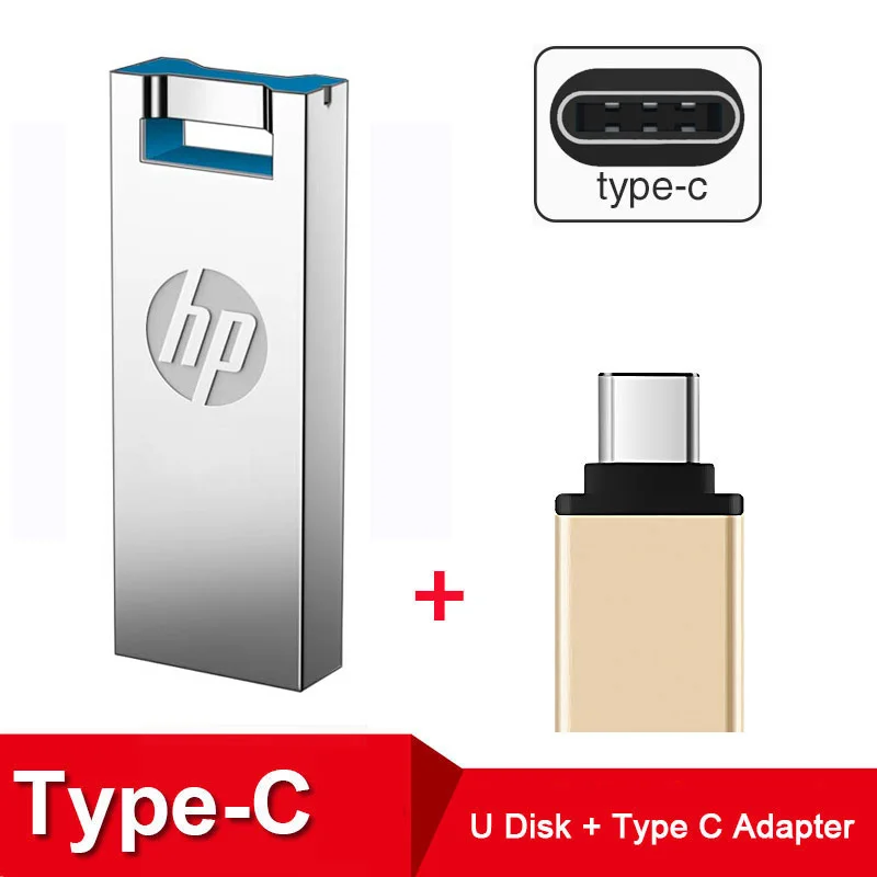 Hp USB Flash 64 ГБ 32 ГБ 16 ГБ металлический Pendrive DIY пользовательский Коловрат Pi Дракон логотип Memory Stick DJ Тип c otg адаптер U диск - Цвет: v295w Plus Type C