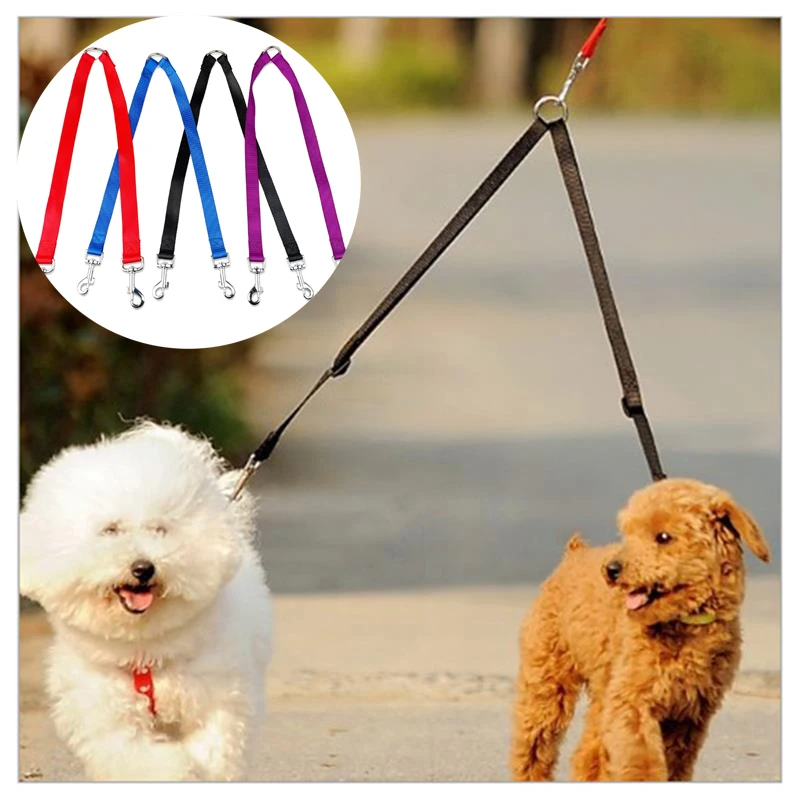 Buy Two Dog Leash Nylon Walking Leads Collar Strap For Pug Dogs Cats Coupler