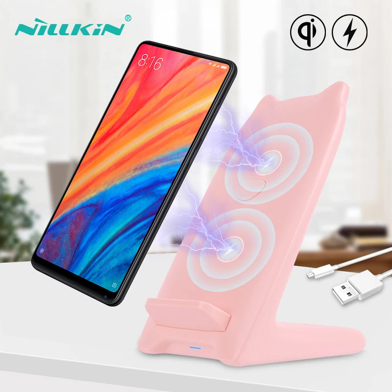 NILLKIN для Xiaomi Mix 2 s 3 9 милый розовый Беспроводной Зарядное устройство лучший подарок Беспроводное зарядное устройство Qi 10 Вт с Беспроводной зарядного устройства подставка для huawei Коврики 20 Pro P30