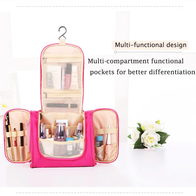 KWD Casual Travel Cosmetic Bag Women Beauty Organizer Professional Muti-Fuctional Necessaries Wash Toiletry Case for makeup Red (1)