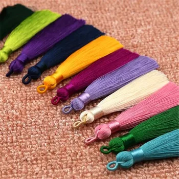 

10pcs/lot 8cm Long Multicolor Cotton Silk Tassel Brush for Earring Charm Pendant Satin Tassels DIY Jewelry Making Findings