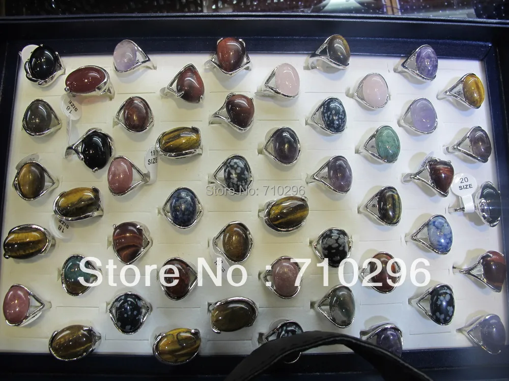 

wholesale gem stone ring Mixed lot natural stone ring fashion jewelry finger ring 20 pcs/lot