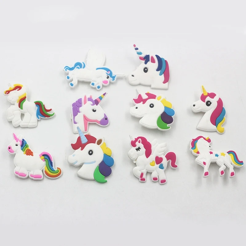 

10 Pcs/pack Cute Silicone Unicorn Brooches For Kids Fashion Jewelry Accessories Horse Riding Enamel Pins Cartoon Brooch