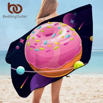 

BeddingOutlet Donut Bath Towel Bathroom Dessert Planet Microfiber Rectangle Beach Towel Cartoon Shower Towel Pink toalla 75x150