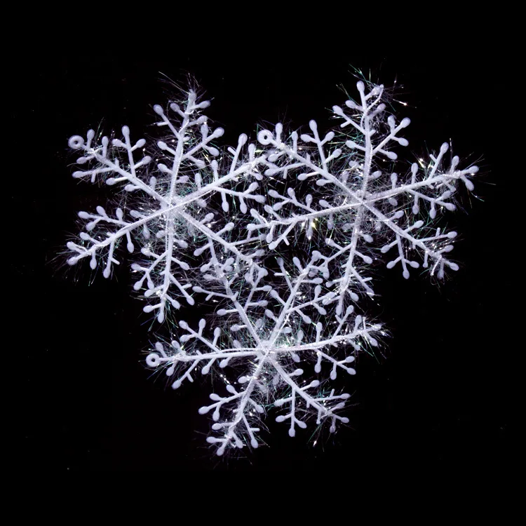 

3pcs/lot Christmas White Plastic Snowflake Shape Hanging Accessories For Christmas Tree Home Window XMAS Party Decoration