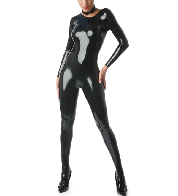 0.4MM Thickness Latex Tights Zentai Wear Fetish Rubber Catsuit Bodysuit ...