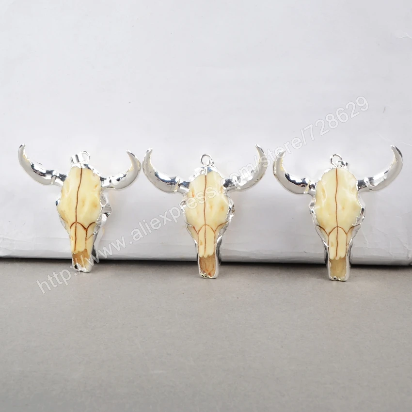BOROSA 5 шт./лот Longhorn подвески из смолы для крупного рогатого скота с серебряным
