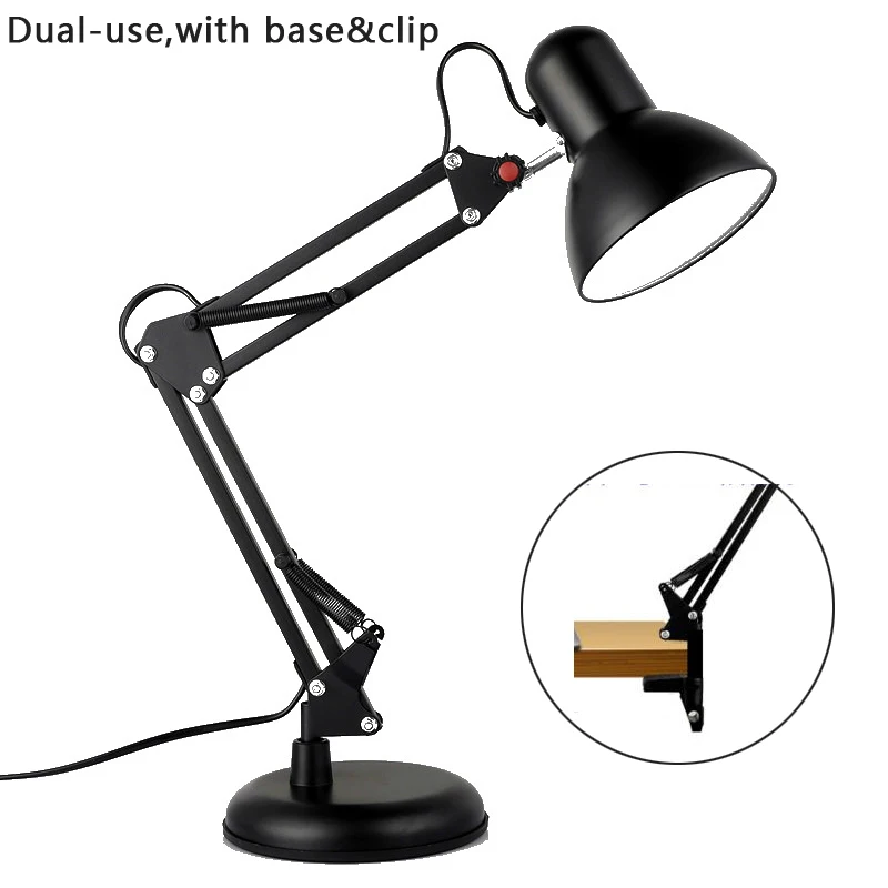 

American Iron LED Eye Protection Desk Lamps Foldable Dual-use Clip&base Kids Reading Learning Table Light Kitchen Lighr Spiral