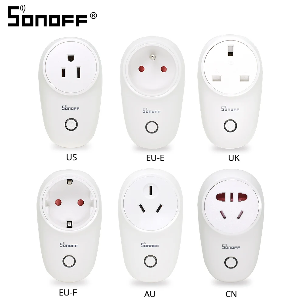 Sonoff S26 Базовая WiFi умная розетка AU/CN/EU/UK/US Беспроводная вилка умный дом переключатель питания розетки работают с Alexa Google Assistant
