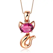 0,5 карата красный турмалин 18 К розовое золото ожерелье Подвесной Рождественский подарок для девочек украшения из природного драгоценного камня