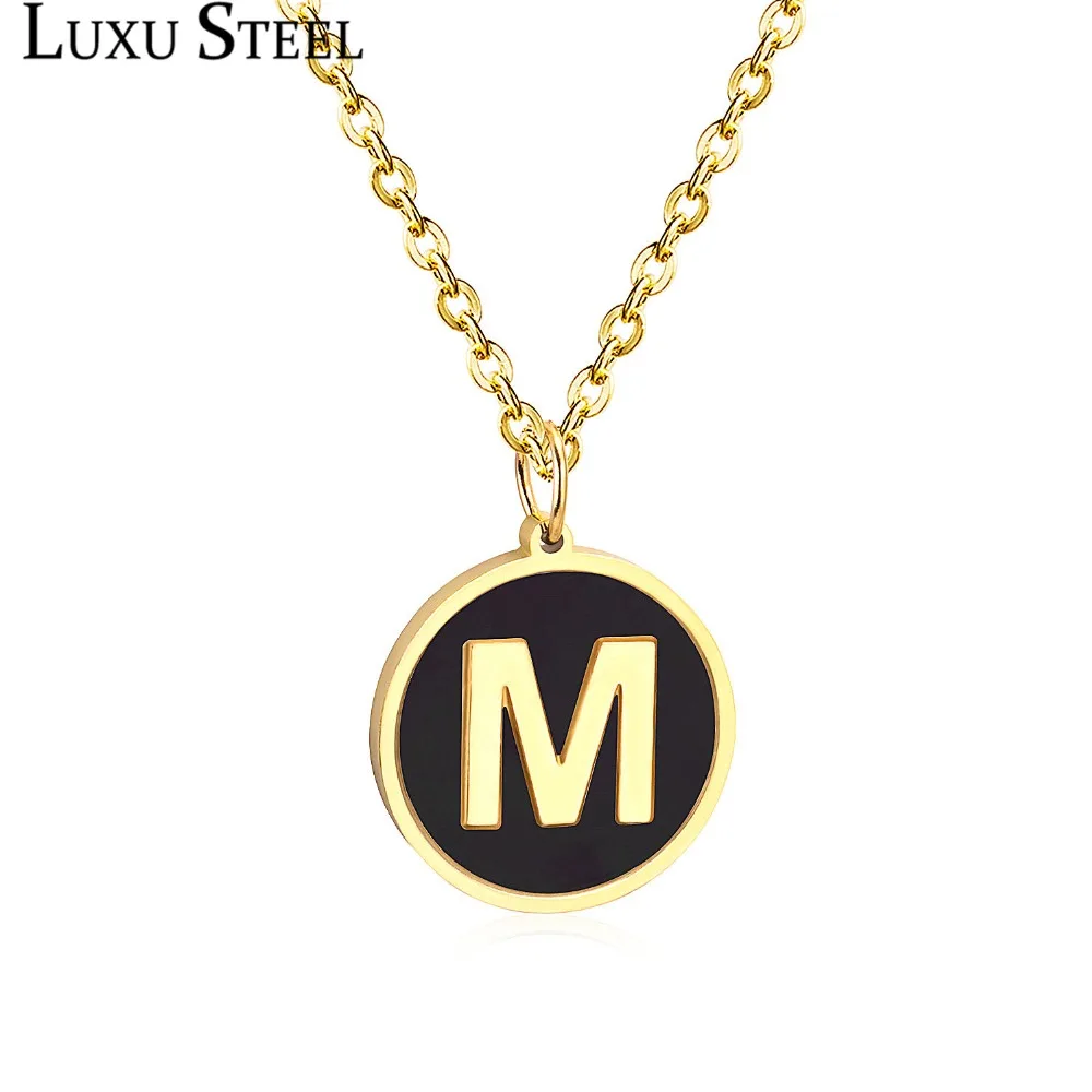 Женское колье из нержавеющей стали LUXUSTEEL золотое ожерелье с круглой подвеской