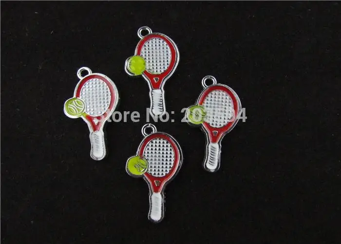

AE156 100Pcs Mixed Silver Tone Enamel Tennis racket Charms Pendants Jewelry DIY Jewelry Findings Floating Charm 33x19mm