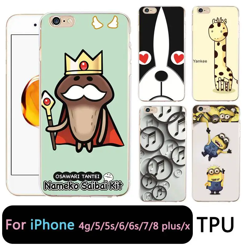 QMSWEI TPU прозрачный телефон чехол для iPhone 6G 6s 7 8 plus x мягкий Миньон музыка олень